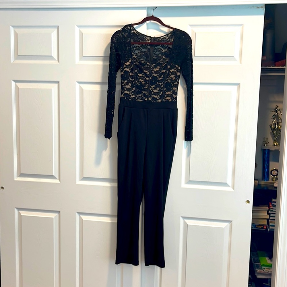 Black sheer long sleeve jumpsuit